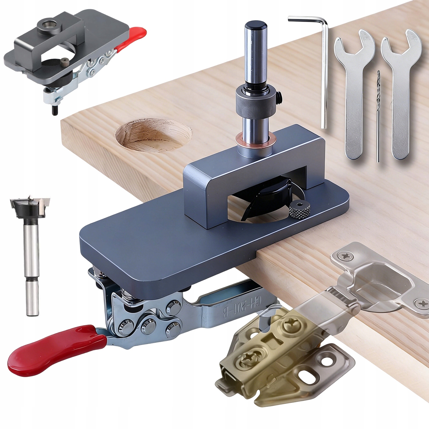 Vyřezávač Šablon Otvorů 35 MM Na Celokovové Panty Závěsů Svěrka 15-25 MM