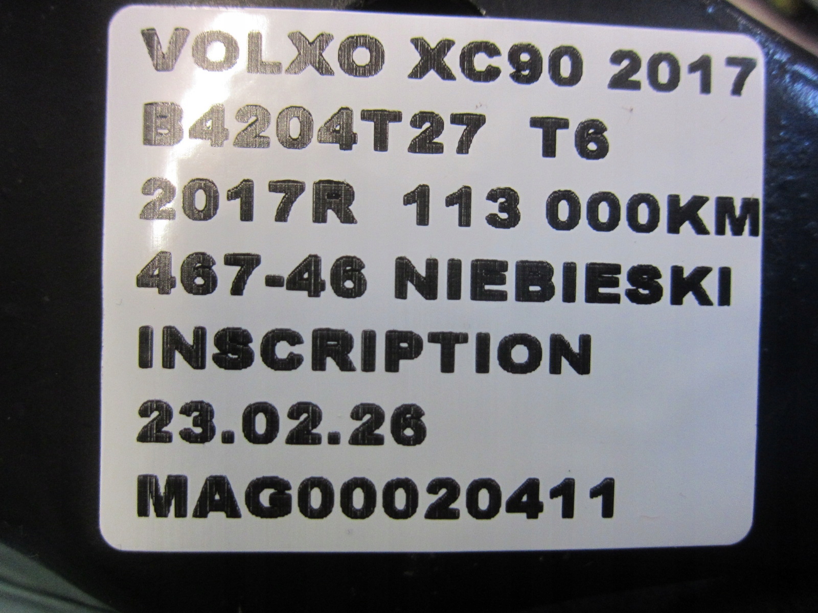 VOLVO XC90 II XC 90 podpěra stěny předního příčka dolní 31463897