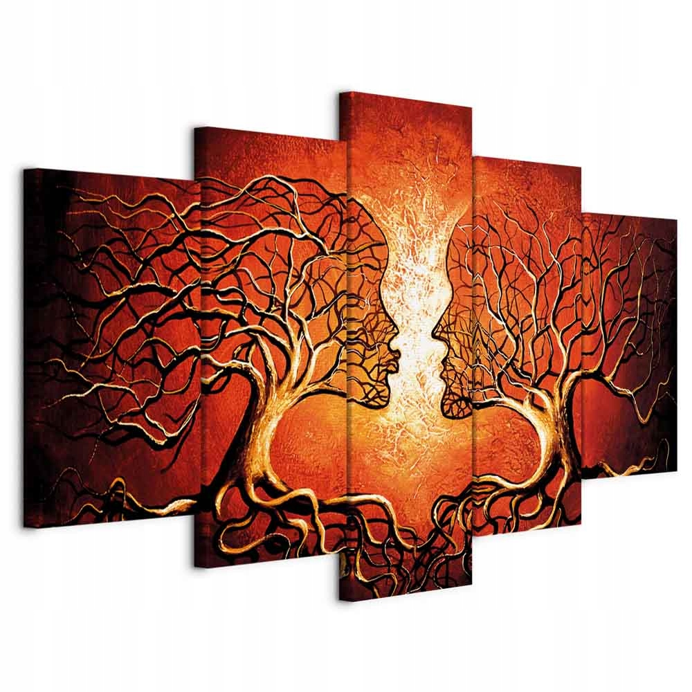 Obraz 5 Dílů Triptych XXL Polibek Tváře Stromy Abstrakce Obývací Pokoj 150x75