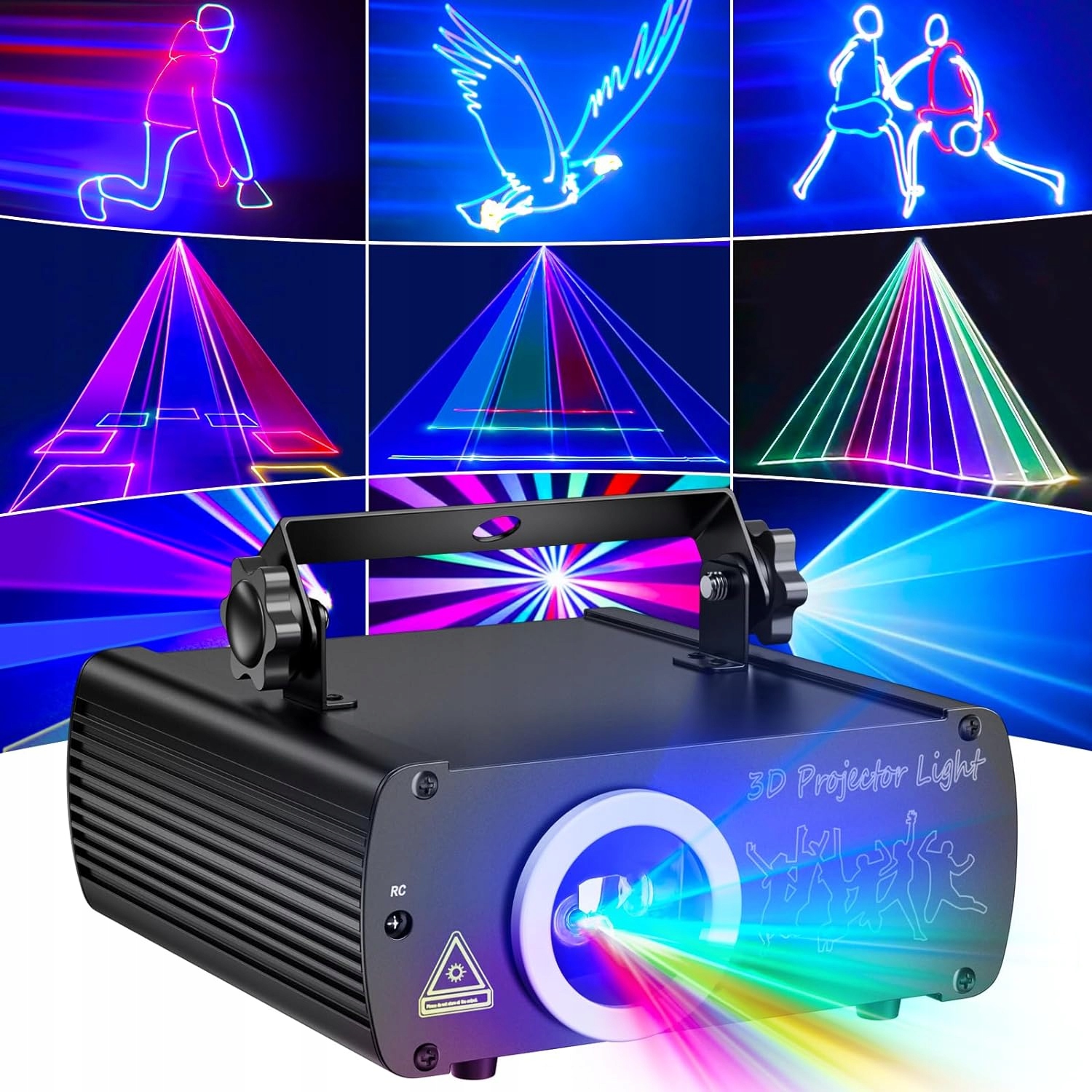 PROJEKTOR OŚWIETLENIE DYSKOTEKOWE ANIMACJA LASEROWA 3D RGB DMX CONTROL
