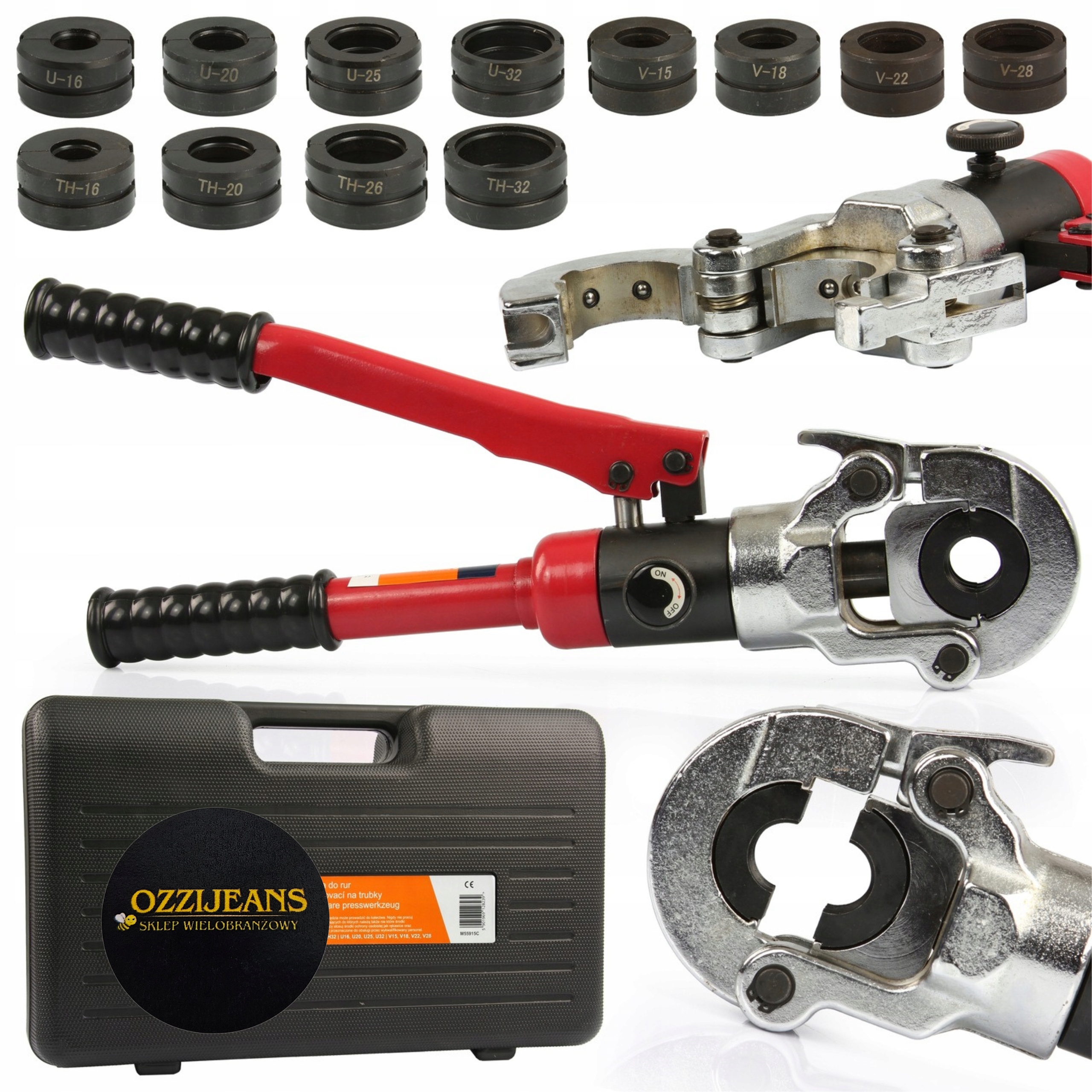 Hydraulický Krimpovač 12T, Krimpovač Trubek, Ruční Lis, Čelisti, Sada