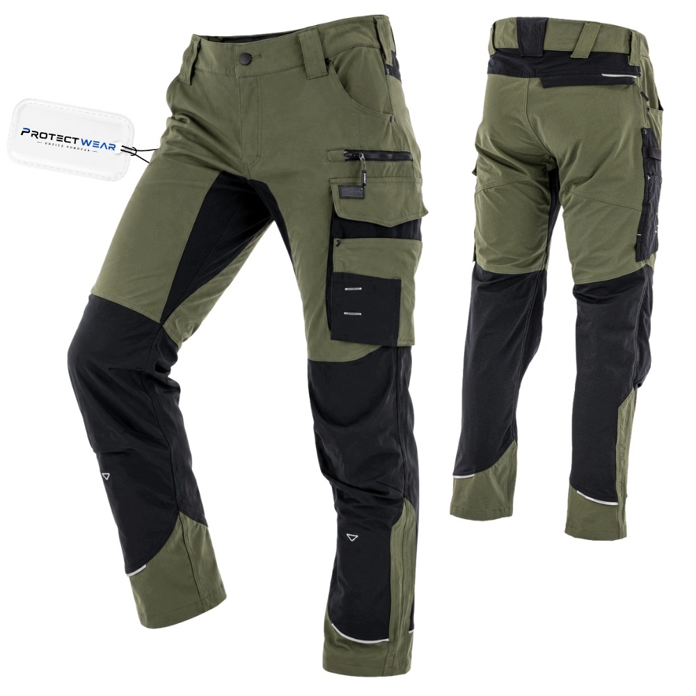 Pracovní kalhoty do pasu elastické stretch 4-way nylonové kapsy vel.54