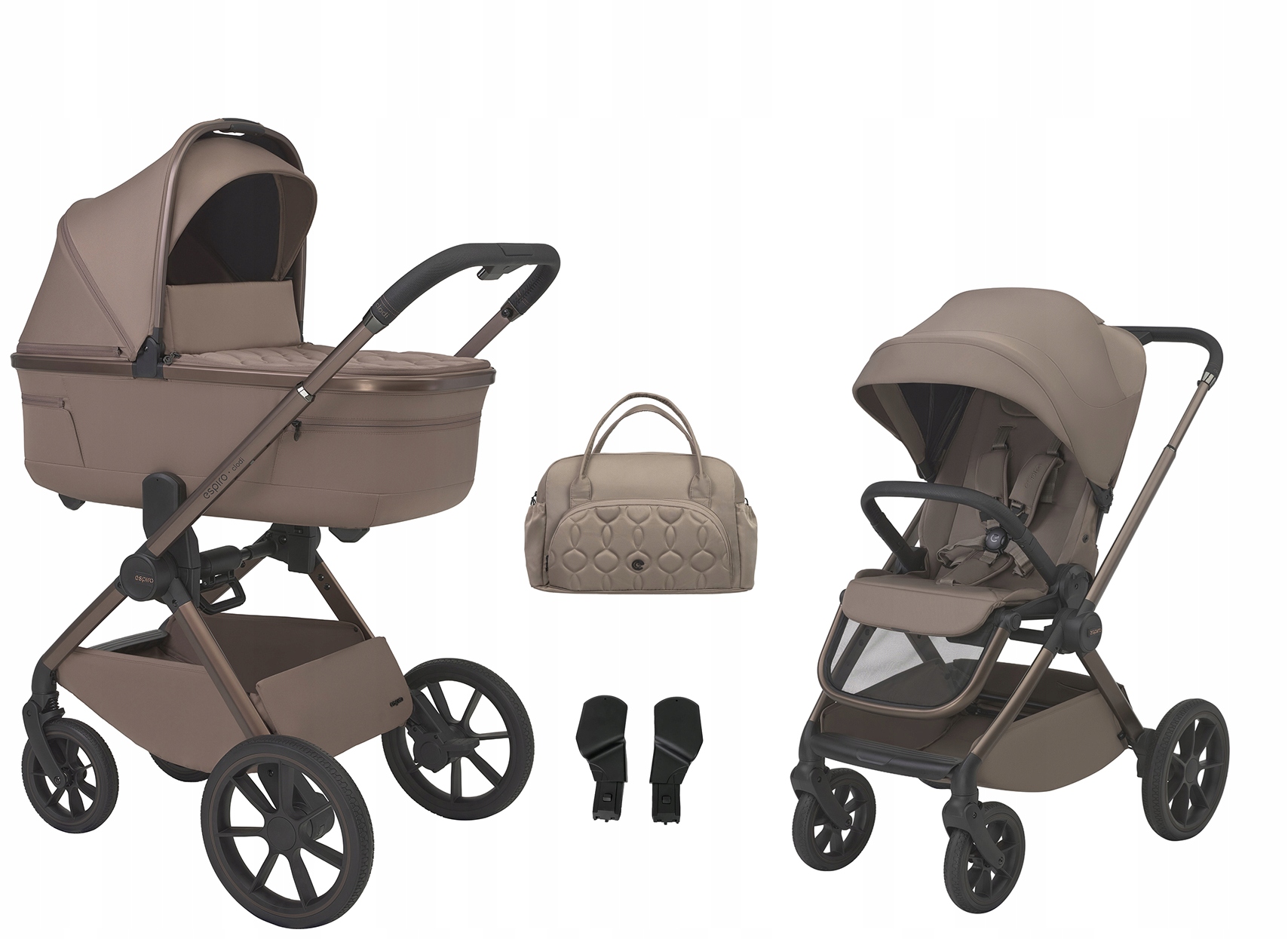 Wozek dzieciecy 2w1 Espiro Clodi Adaptery Torba 08 Fashionable Brown