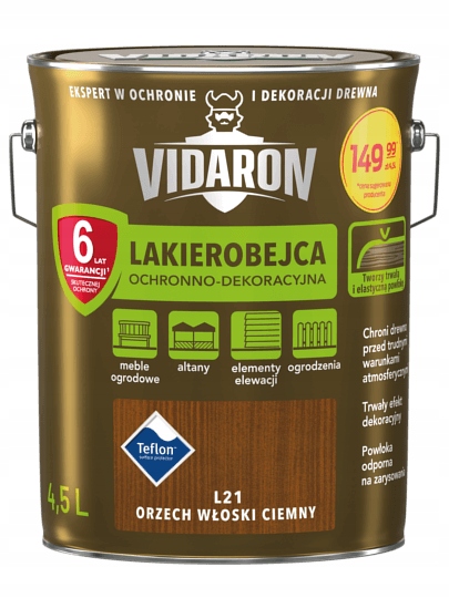 

Vidaron Lakierobejca 4,5L Orzech Włoski Ciemny L21