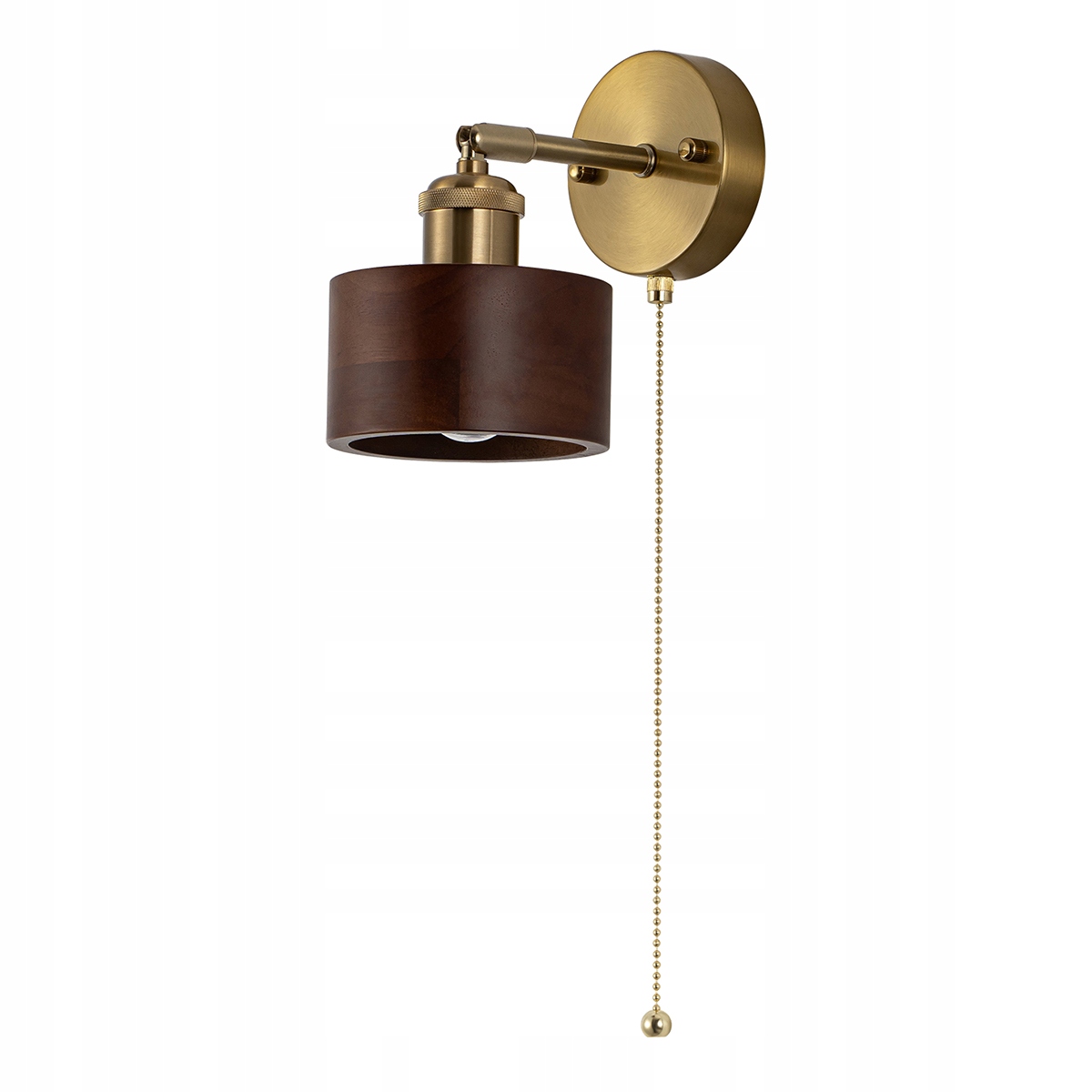 Kinkiet Lampa Ścienna Loft Brązowe Drewno z Abażurem i Włącznikiem E27