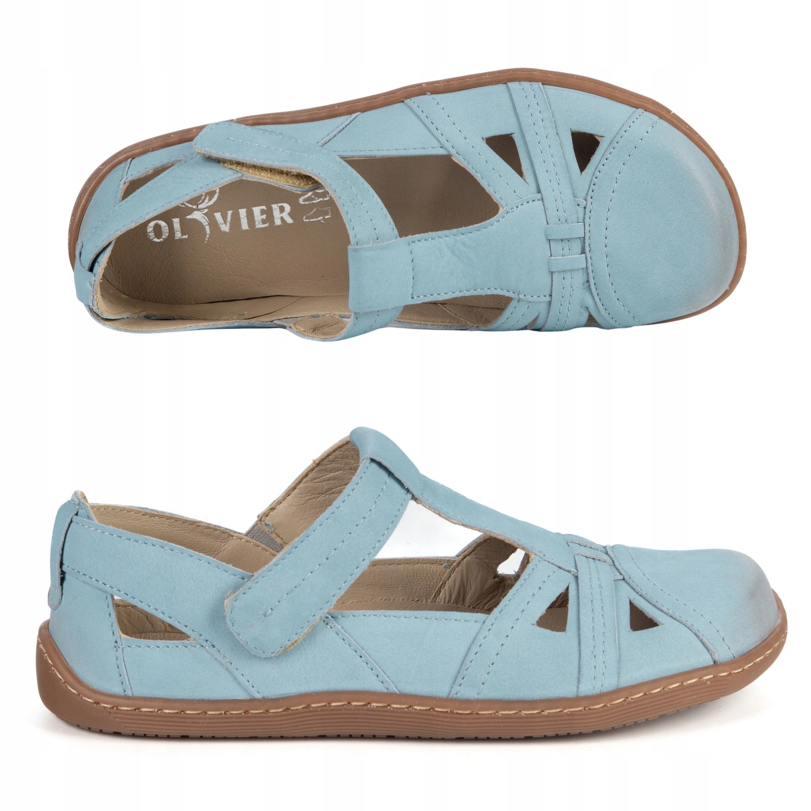 Dámské boty Barefoot na léto Olivier 1285 na suchý zip, modré, velikost 39