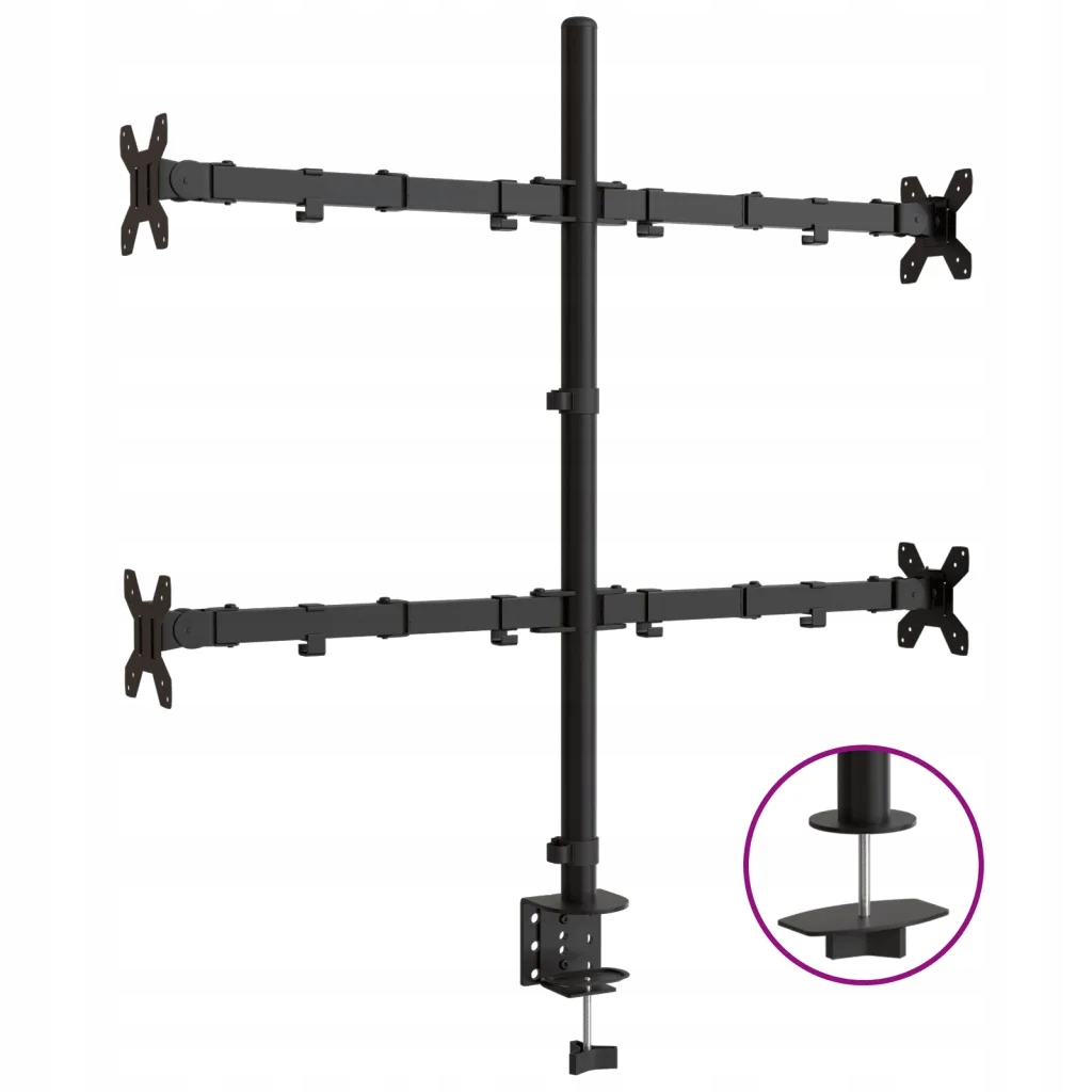Stojak na monitor 13-27, regulowany, czarny, stal, Vesa 75x75/100x100, 80 c