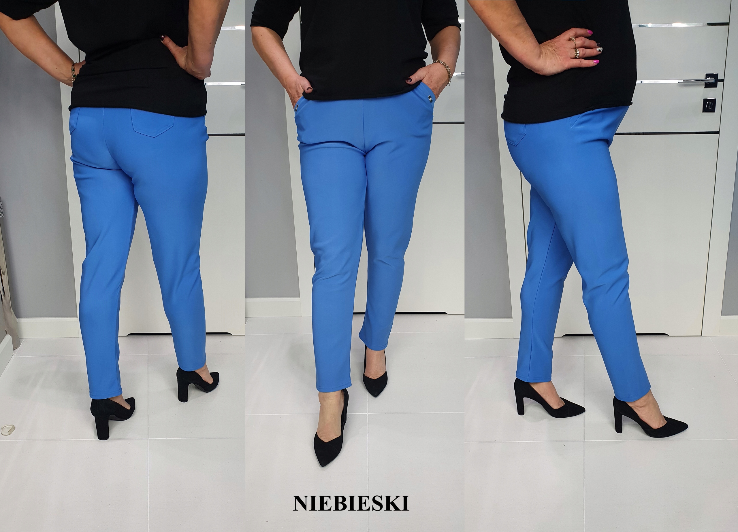 Gładkie długie spodnie PLUS SIZE różne kolory do wyboru r50 5/6xl Fason proste