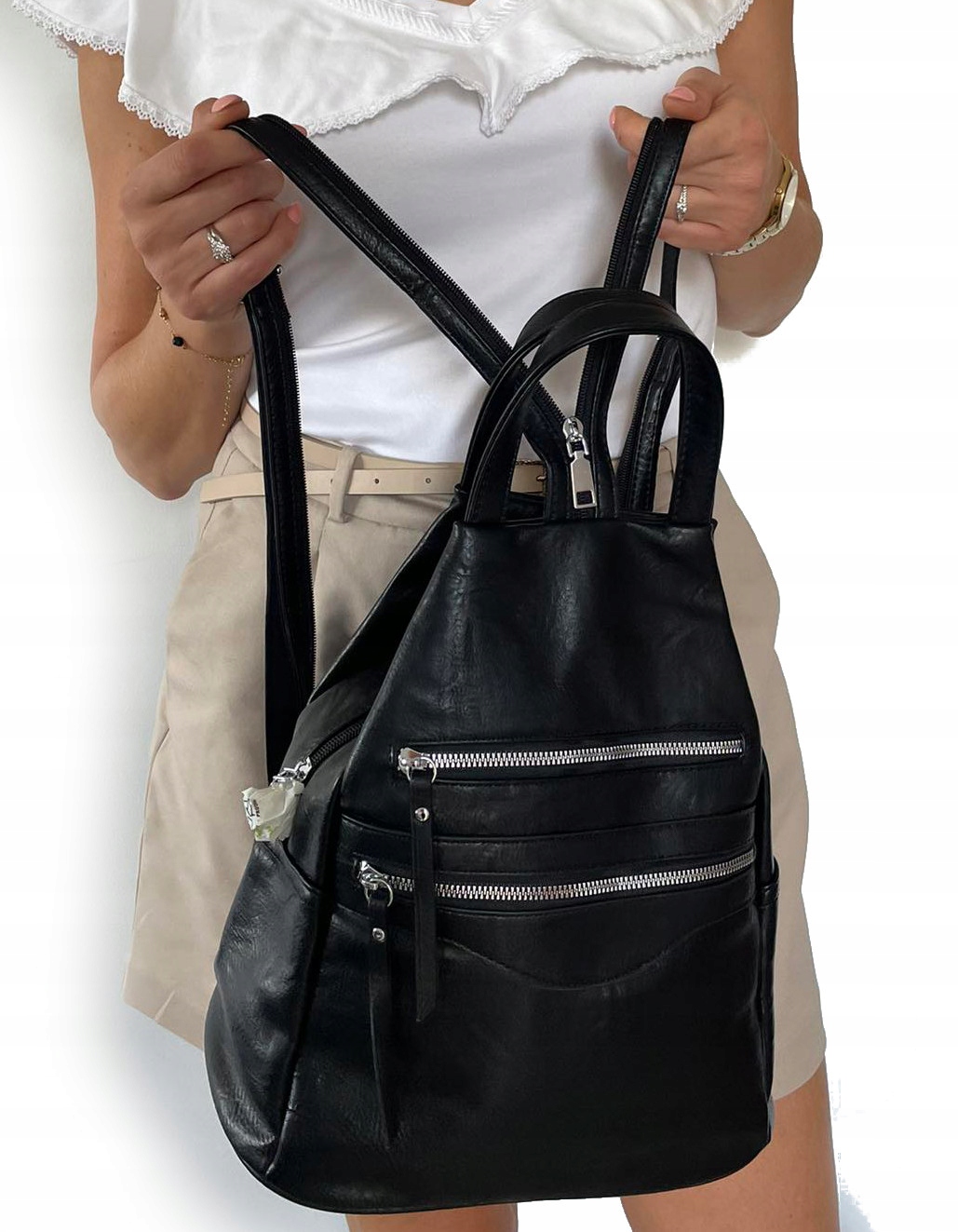 TOREBKA DAMSKA WOREK PLECAK BLACK