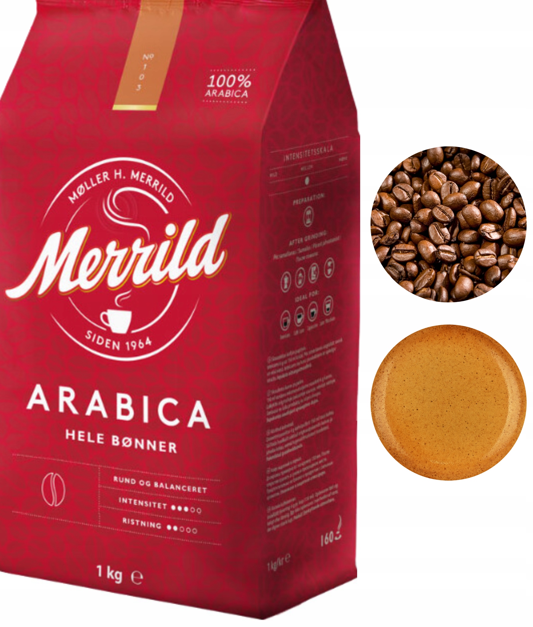 Lavazza Merrild Arabica kawa ziarnista średnio palona 1kg