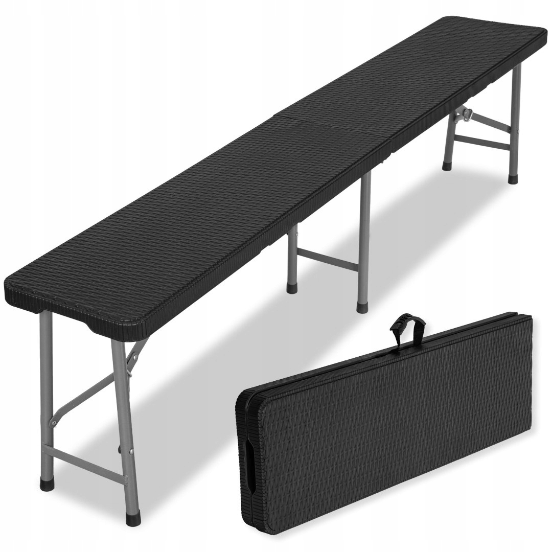 Skládací cateringová lavice Rattan 180 cm černá