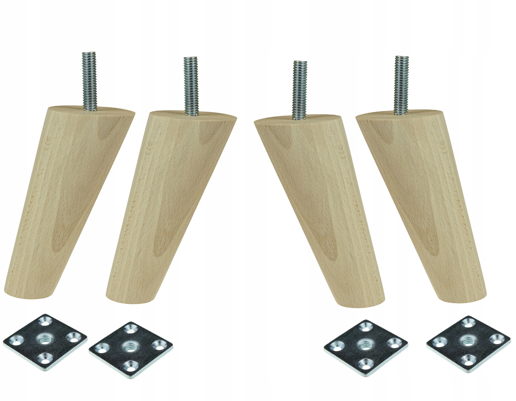 

Nogi Nóżki Drewniane surowe 10 cm blachy zestaw