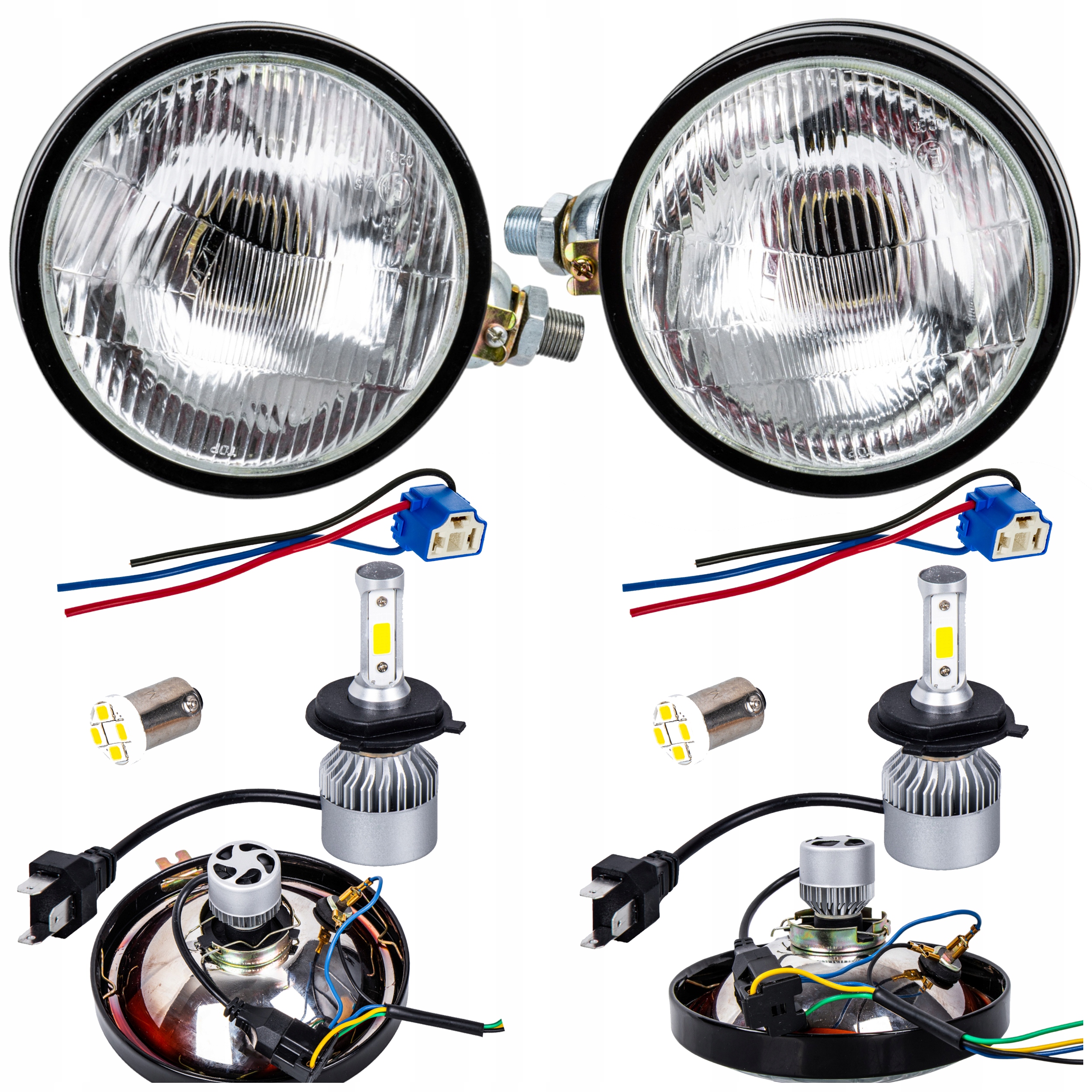 URSUS C-330 C-360 LAMPA LAMPY REFLEKTORY PRZÓD PRZEDNIE METAL + ŻARÓWKI LED