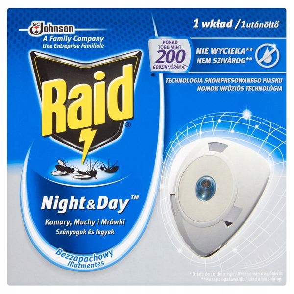 Raid Night & Day WKŁAD do elektrofumigatora owadobójczego Zapas 2,7 ml EAN (GTIN) 5907635901274
