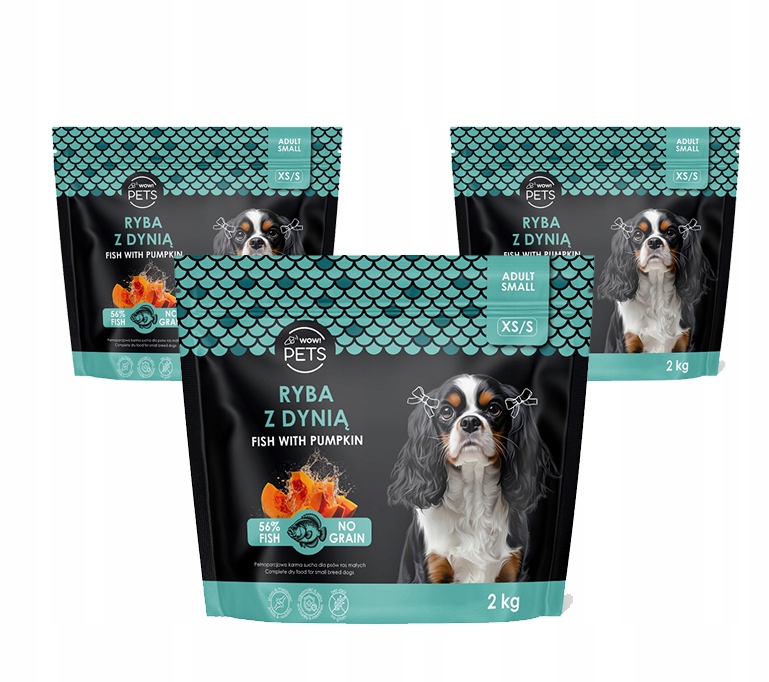 Levně WOW!Pets Bez obilovin, Monoproteinová Ryba 2 kg Krmivo Dospělý pes plemeno Xs/s