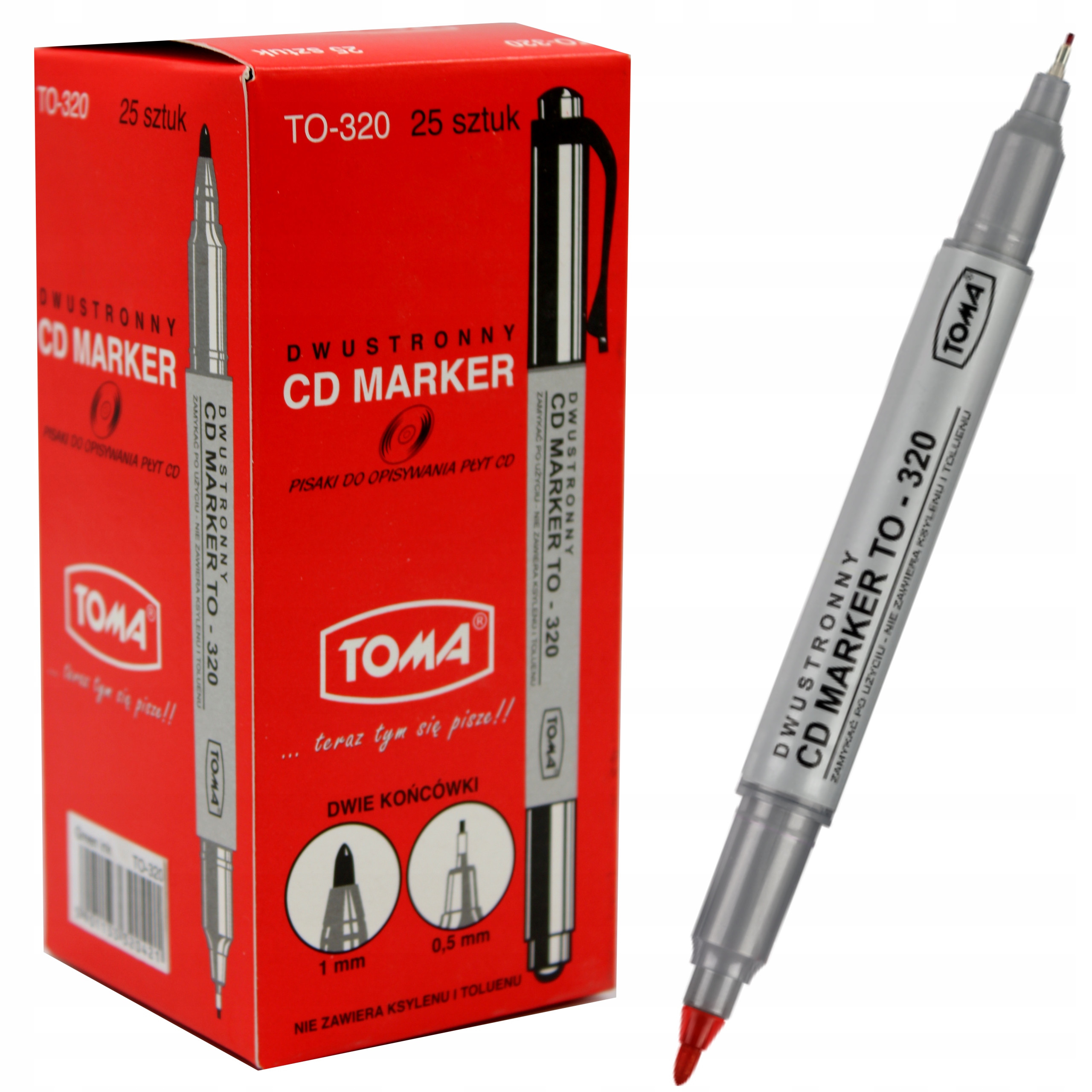 

Pisak do CD dwustronny czerwony TO-320 25 sztuk
