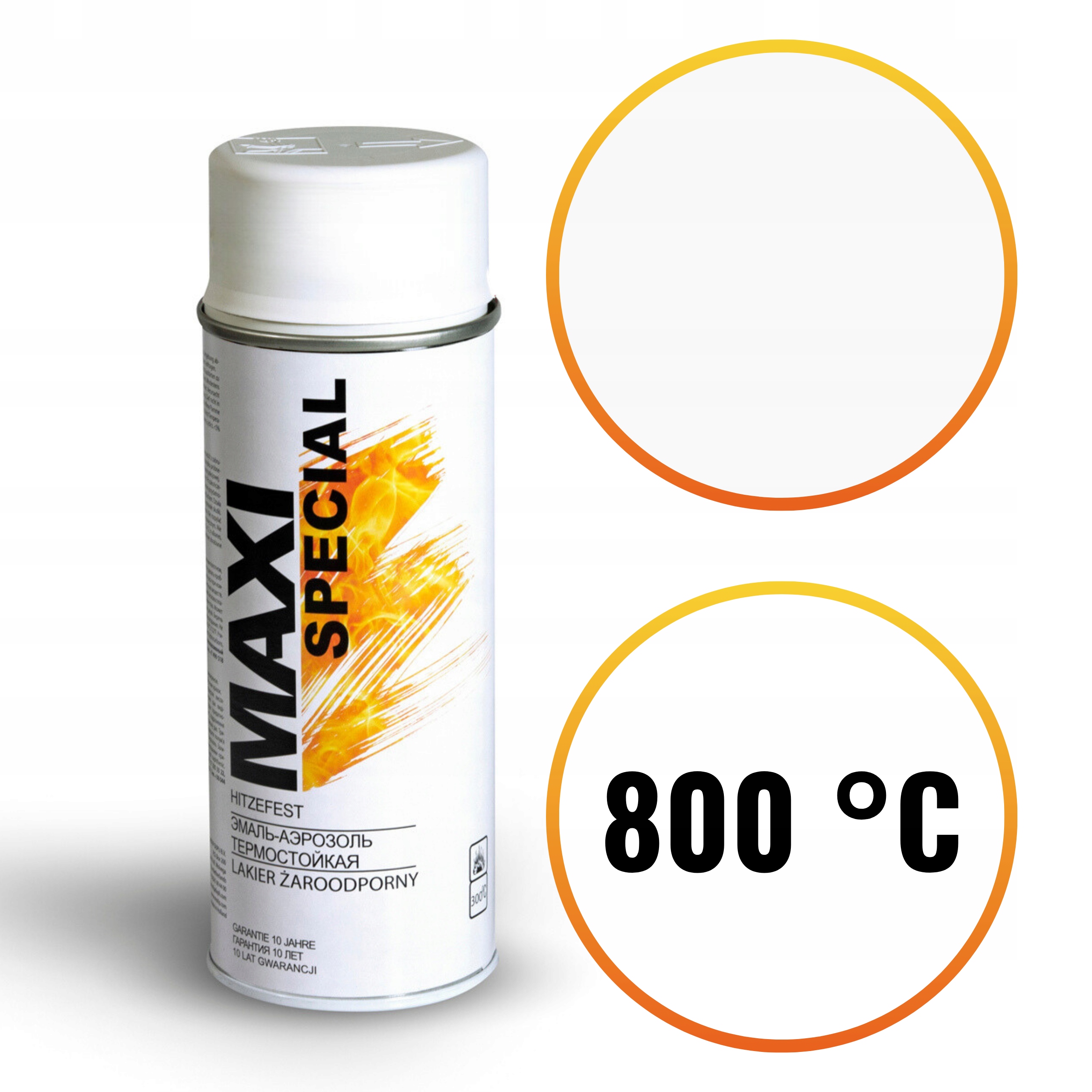 MAXI SPRAY FARBA ŻAROODPORNA BIAŁA DO GRILLA TŁUMIKÓW WYDECHÓW 800 BIAŁY Kod producenta Maxi żaroodporny spray farba 800°C BIAŁY