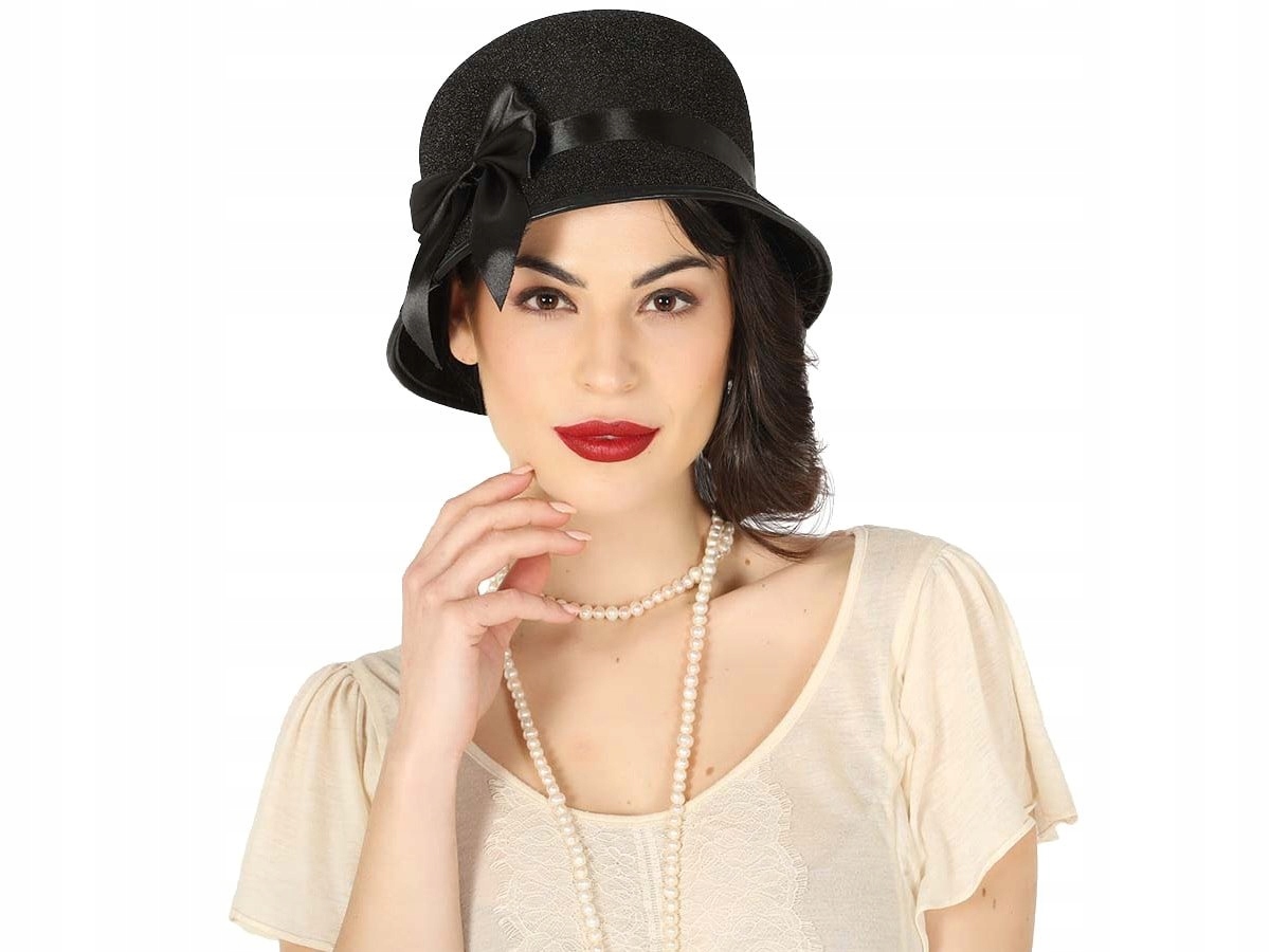 Kapelusz z kokardką kobiecy czarny lata 20 Płeć kobieta