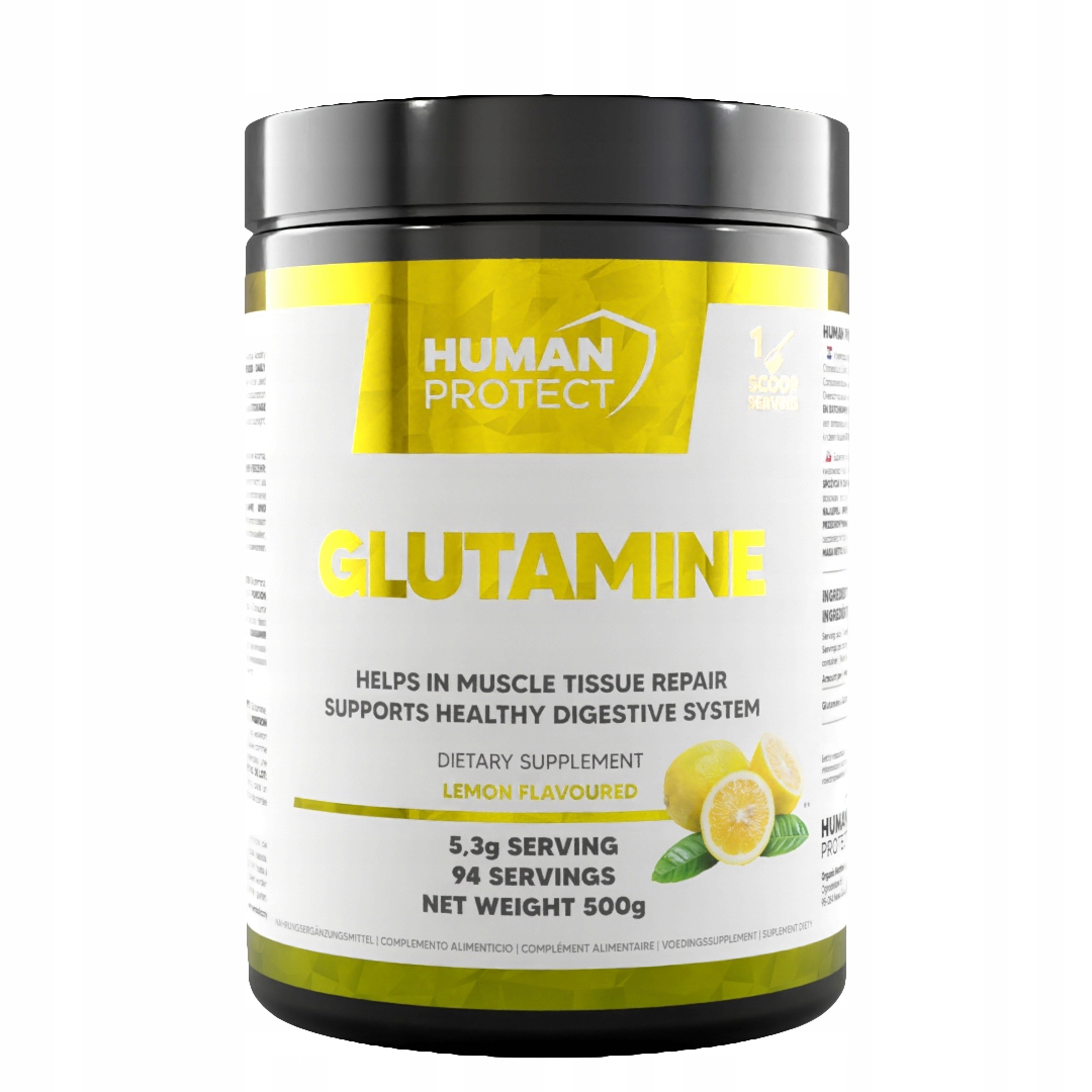 Proszek glutamina GLUTAMINE Human Protect 500 g cytrynowy