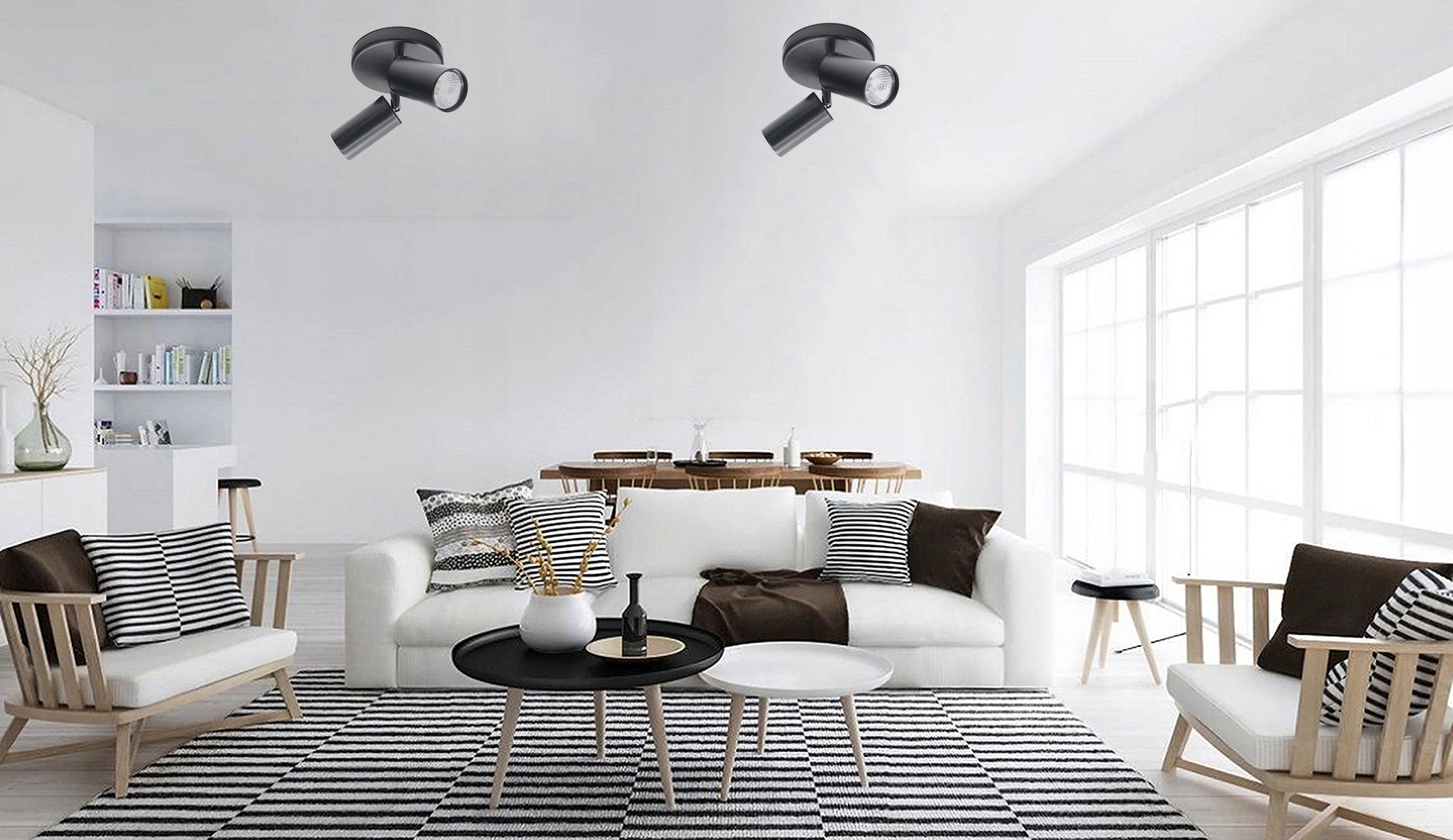 LAMPA ŻYRANDOL PLAFON KINKIET HALOGEN LED GU10 REFLEKTOR REGULOWANY Kolor czarny