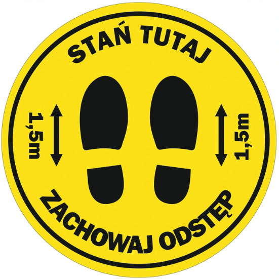NAKLEJKA NA PODŁOGĘ 30cm ZACHOWAJ ODSTĘP