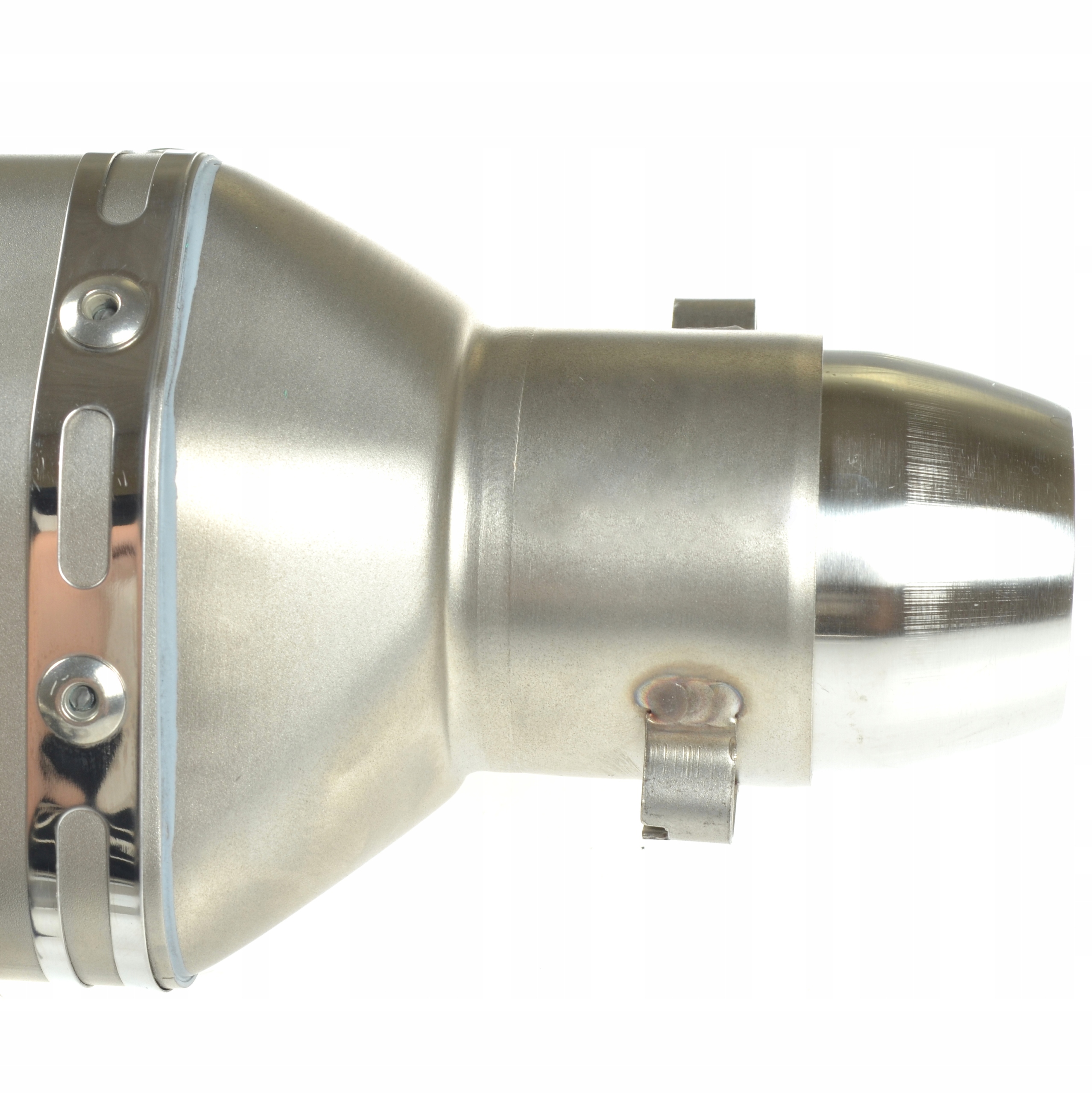 TŁUMIK MOTOCYKLOWY SREBRNY UNIWERSALNY NAKLEJKA WYDECH KOŃCÓWKA Producent bez marki