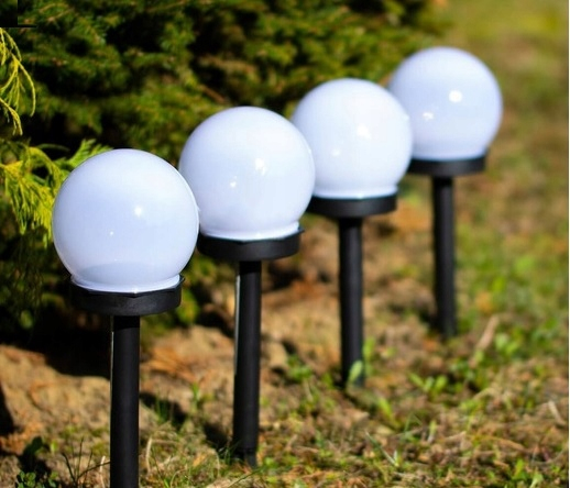 12 sztuk lampa solarna mleczna BIAŁA KULA 10cm Długość/wysokość 22 cm