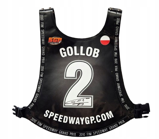 TOMASZ GOLLOB plastron żużlowy MŚ SGP 2010 ORYGINALNY AUTOGRAF CERTYFIKAT