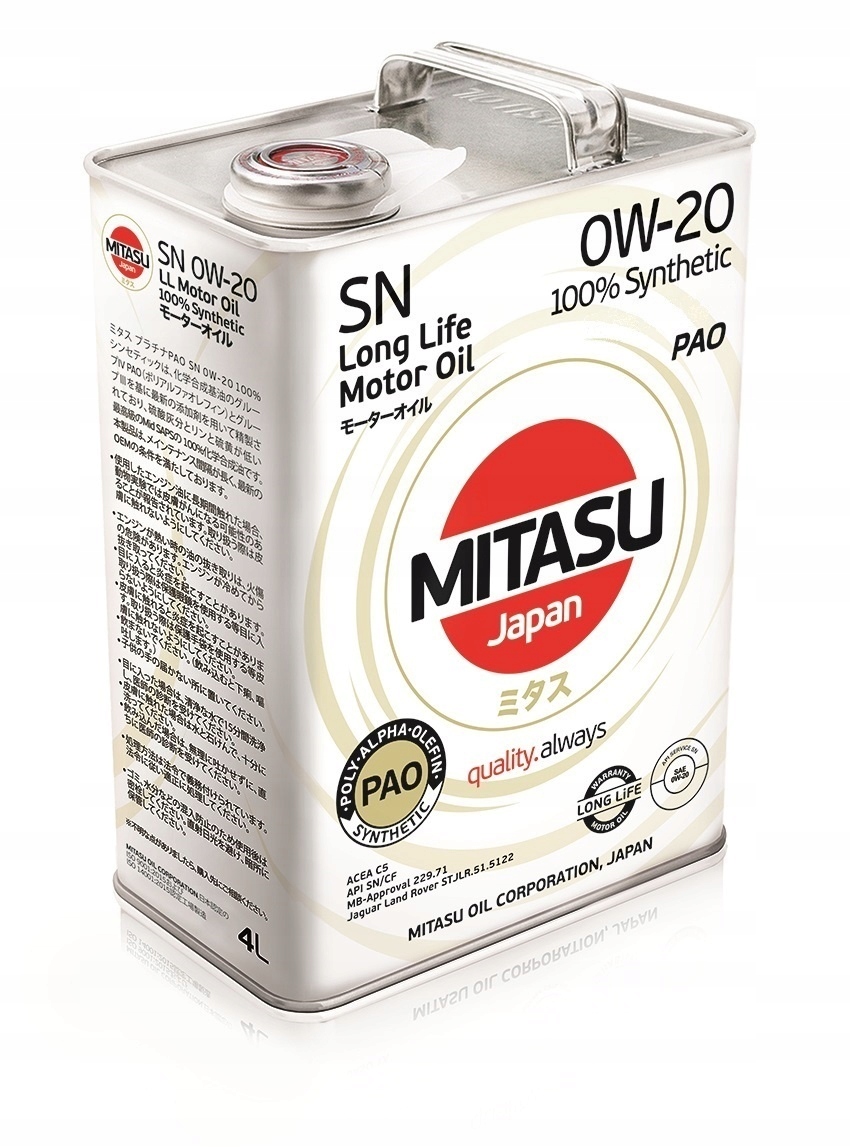 

Japoński Mitasu Pao Sn 0W-20 Synthetic 4L MJ-110