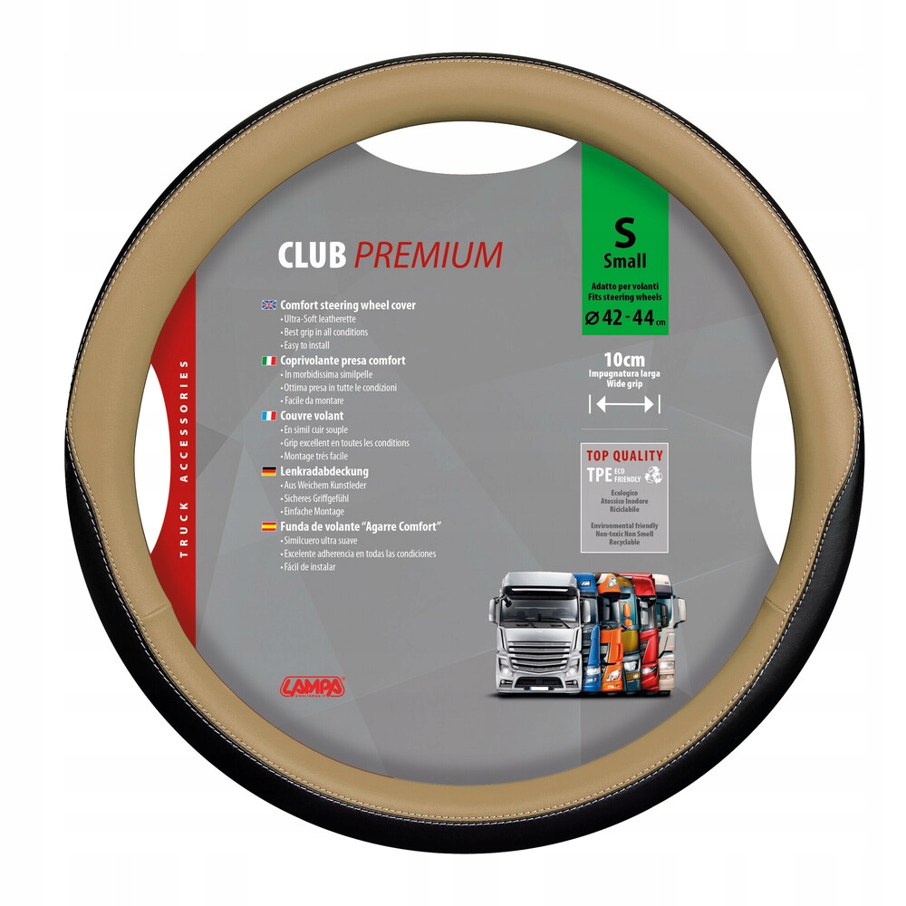 

Pokrowiec kierownicy 42-44cm Club Czarno- Beż Tir