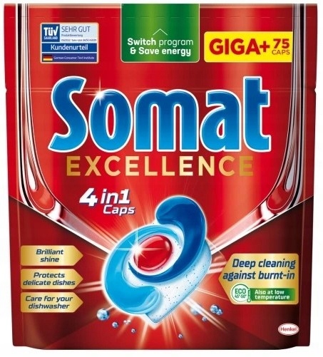 Levně Kapsle Do Myčky Nádobí Somat Excellence 4V1 75 Kusů Giga Čistící