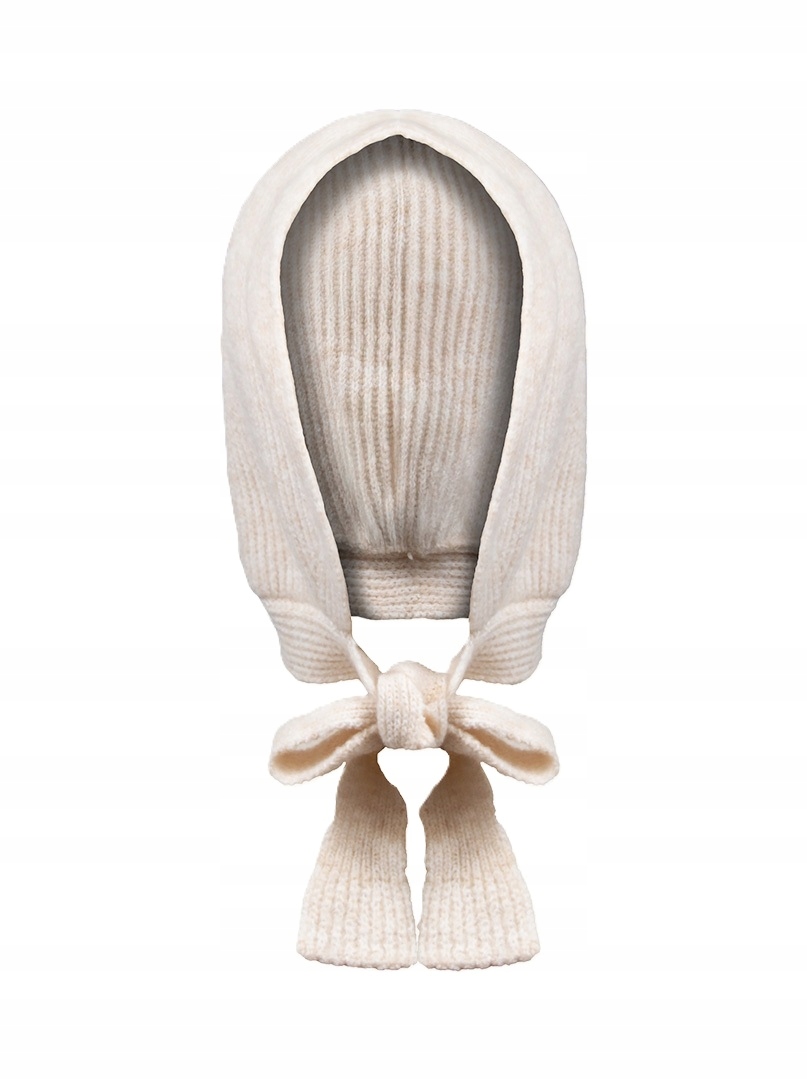 Čepice s Vázáním Módní Teplá Dámská 100% Vlna Béžová na Zimu Vlněná