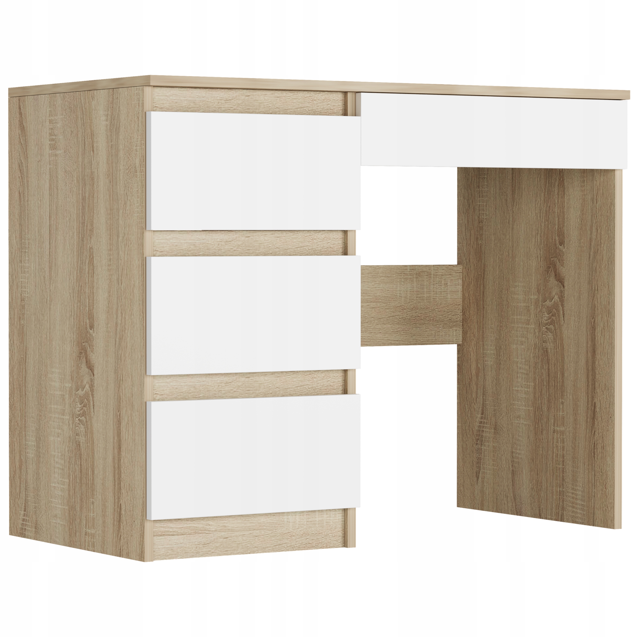 Nábytek Počítačový stůl stolek 96 cm levý N-34L sonoma mix bílý