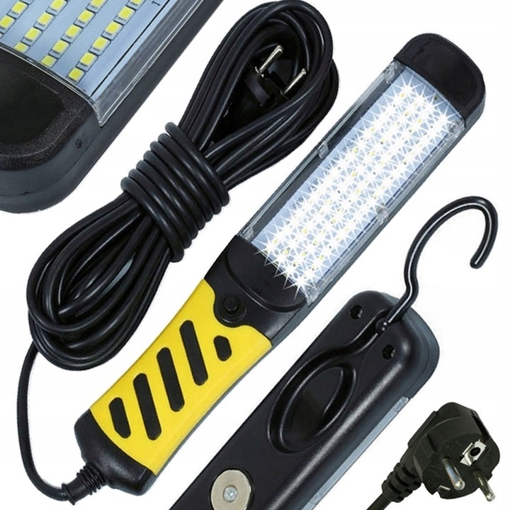 MOCNA LATARKA 100 LED WARSZTATOWA LAMPA HAK KABEL LAMPKA DO GARAŻU MAGNES