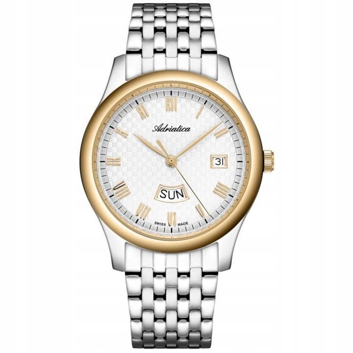 Adriatica pánské hodinky dvoubarevné se zlatým kroužkem a datumovkou