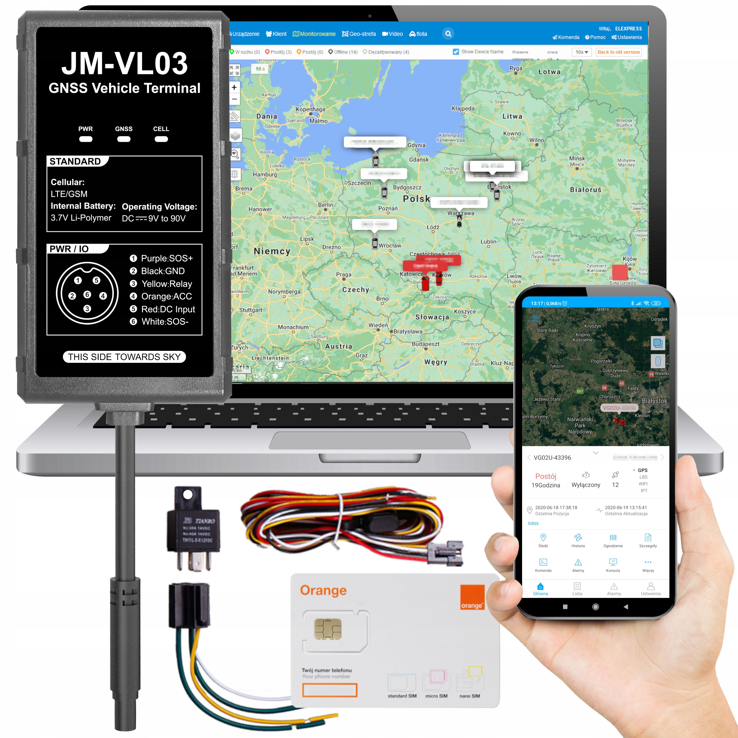 

Lokalizator Gps 4G Tracker 9-90V Dostęp Dożywotni