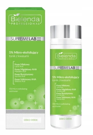 BIELENDA SUPREMELAB SEBIO DERM 5% MIKRO EKSFOLIUJĄCY TONIK Z KWASAMI 200ML