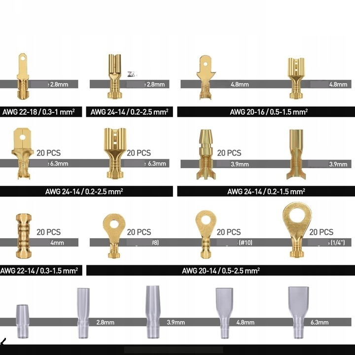 ZESTAW SZCZYPCE DO ZACISKANIA KOŃCÓWEK KABLOWYCH 12 RODZAJÓW 0,25-2,5 MM EAN (GTIN) 5906203907380