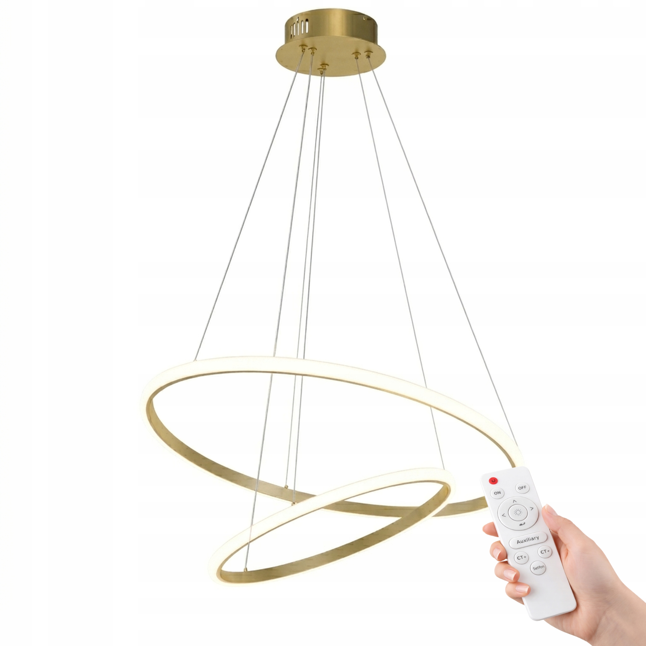 Stropní Svítidlo Zlatá Závěsná Lustr Moderní Do Obývacího Pokoje S Dálkovým Ovládáním 40 CM
