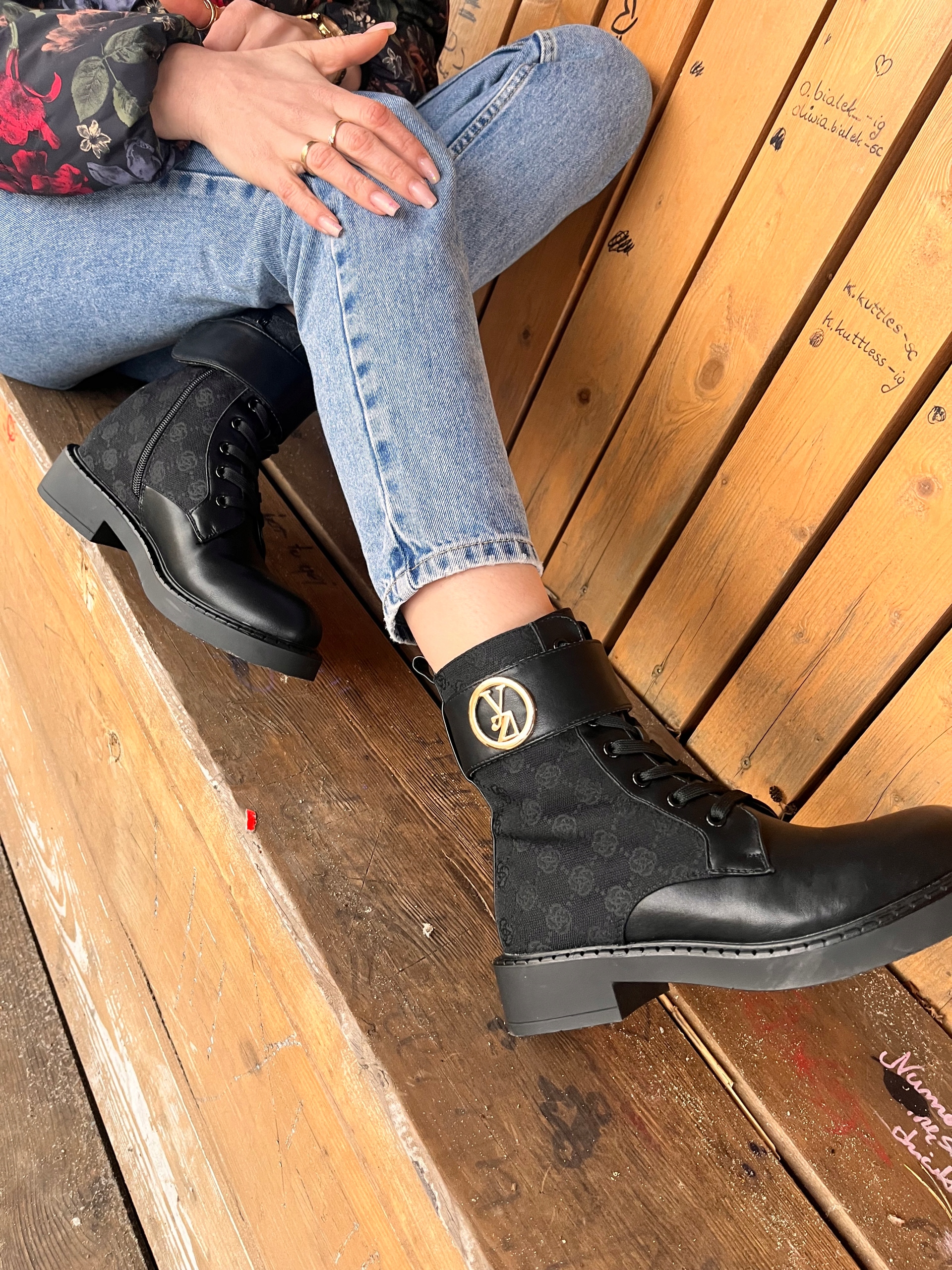 BOTKI DAMSKIE CZARNE WORKERY EKOSKÓRA 36 Marka inna