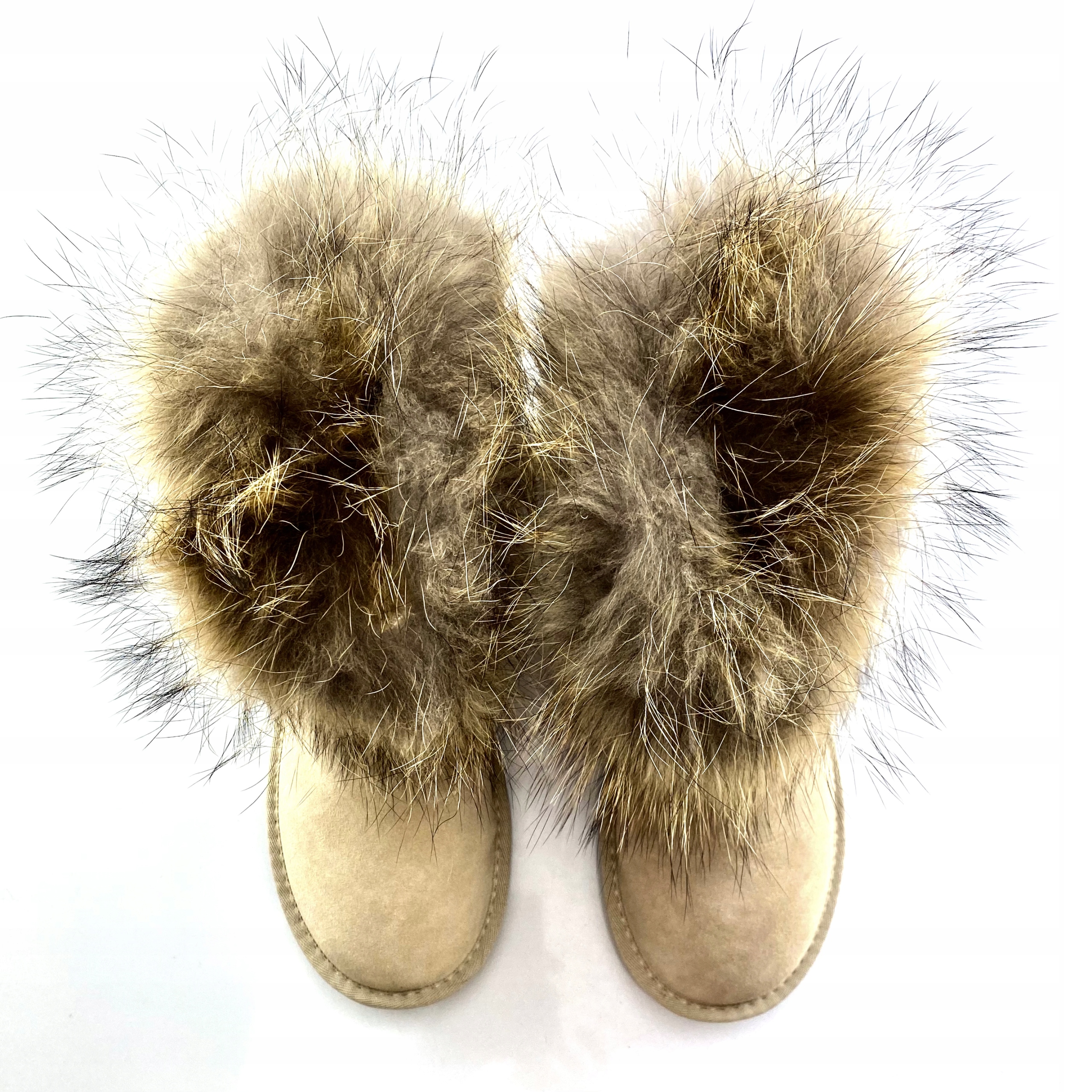 W5820 BEIGE SKÓRA NATURALNA, FUTRO Z JENOTA Długość wkładki 24.5 cm