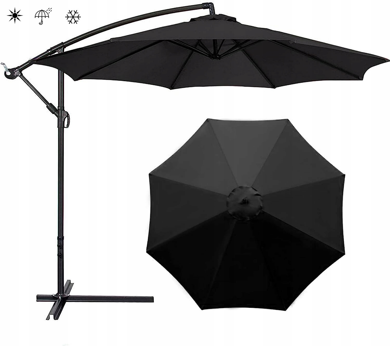 Poszycie parasola ogrodowego 8 ramion 300cm czarne
