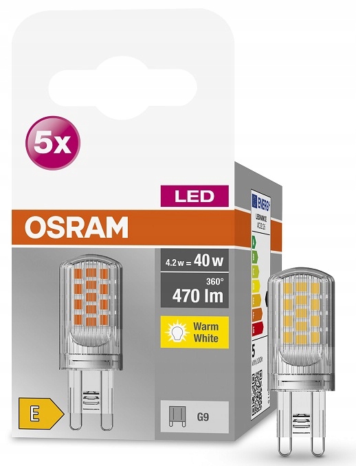 

5 x Osram Led kapsułka Pin 4.2W 2700K 230V G9
