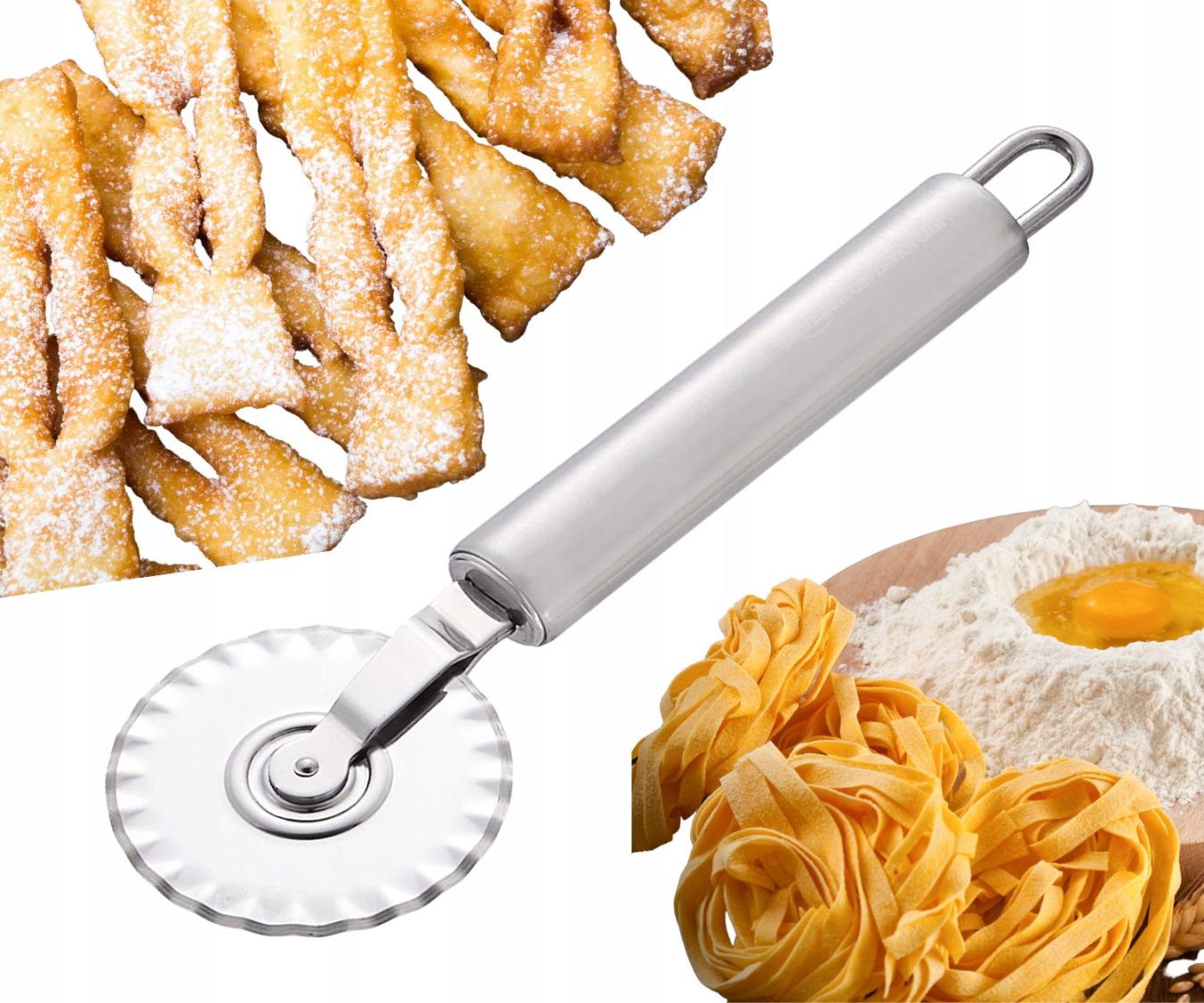 RADEŁKO STALOWE KUCHENNE DO CIĘCIA KROJENIA CIASTA PIEROGÓW FAWORKÓW NOŻYK