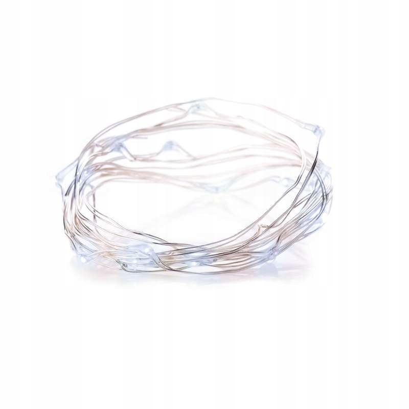 

Dekoracje 20 Led łezki 1,9m 2xAA IP20 Cw srebrne