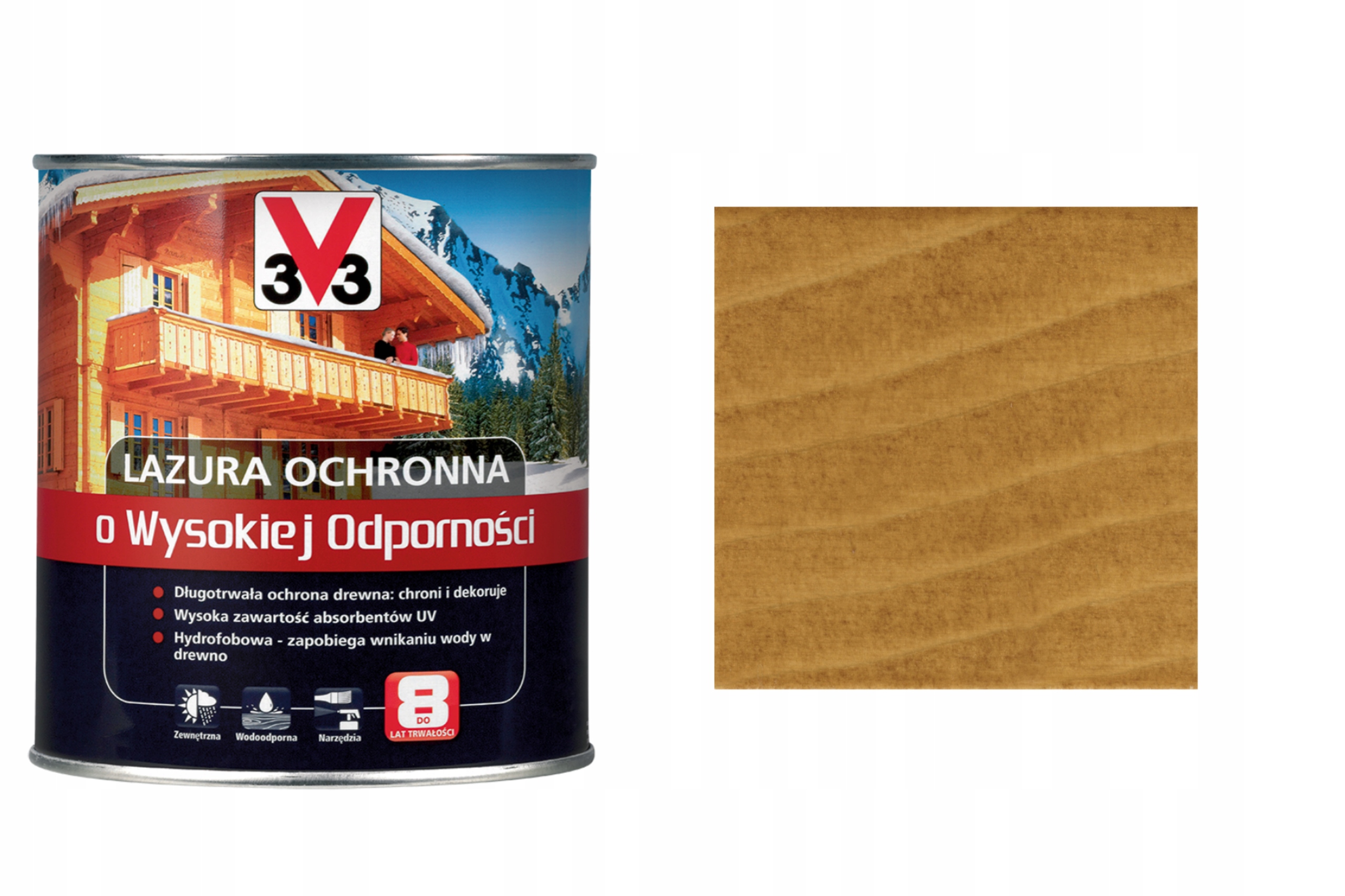 

V33 Lazura o Wysokiej Odporności Dąb Jasny 0,75L