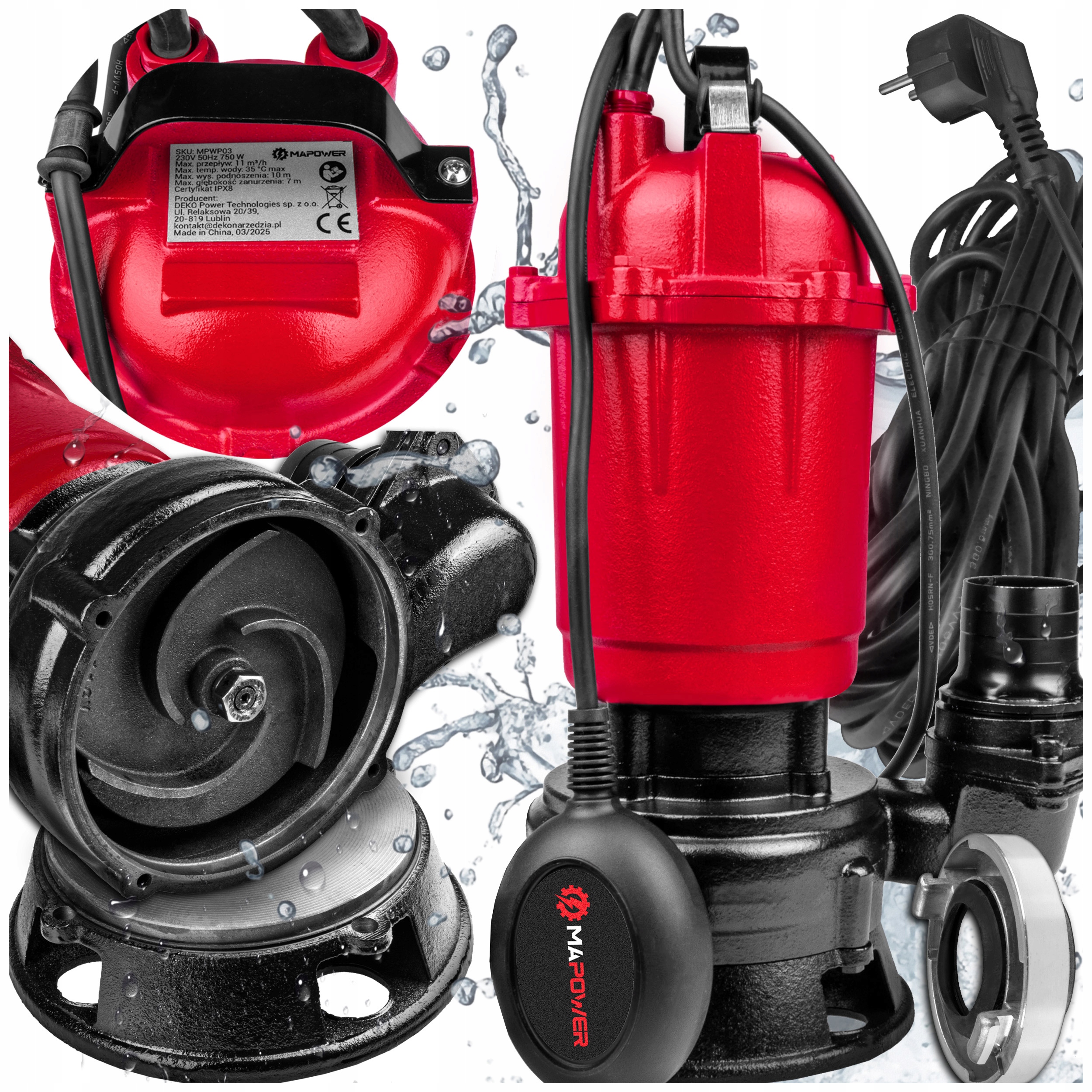 Čerpadlo Na Čistú, Špinavú Vodu S Plovákom A Drvičom 750 W Mapower