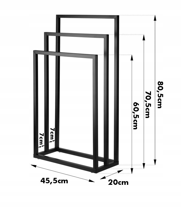 TOWEL RACK, 3-TIER BLACK Manufacturer's code 2553400