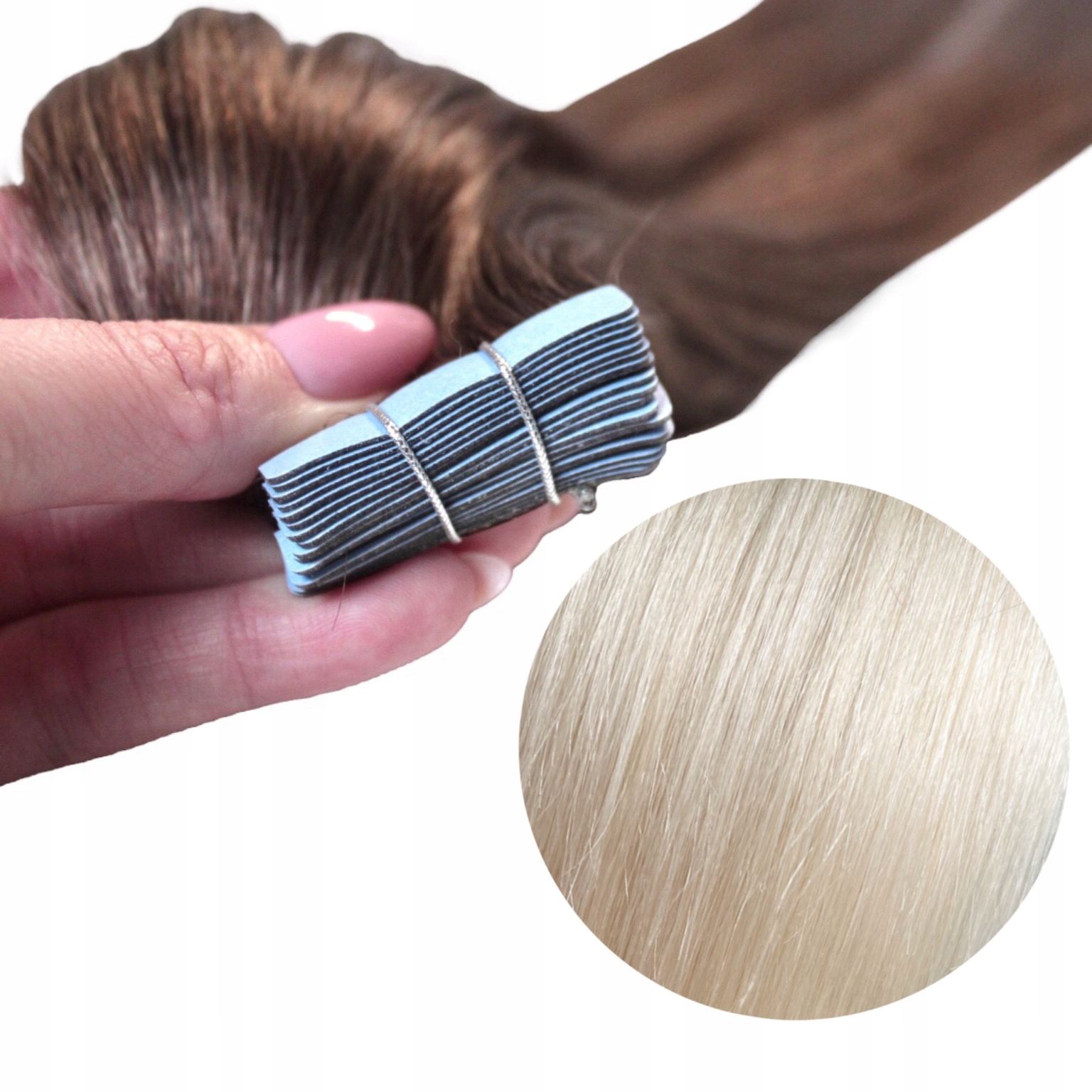 Tape On Přírodní Vlasy Sendviče 50 cm 20 Ks #60