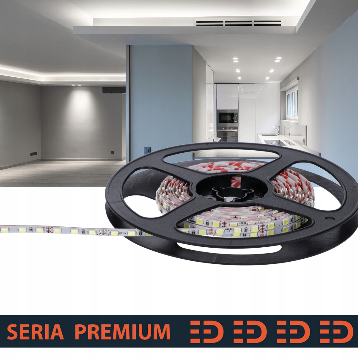 Led pásek Premium 12V Slim 10.4W/m 4mm 120led 10000K 1100lm SMD2835